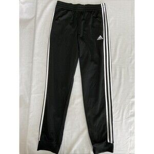 Adidas Boys Track Pants Black White 3-Stripe Regular Fit Youth XL (18/20)